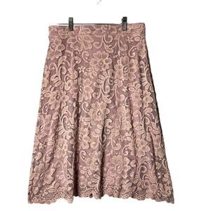 Olivia Blu Skirt Womens M Rose Pink Lace‎ Midi Skirt Romantic Vintage Girly